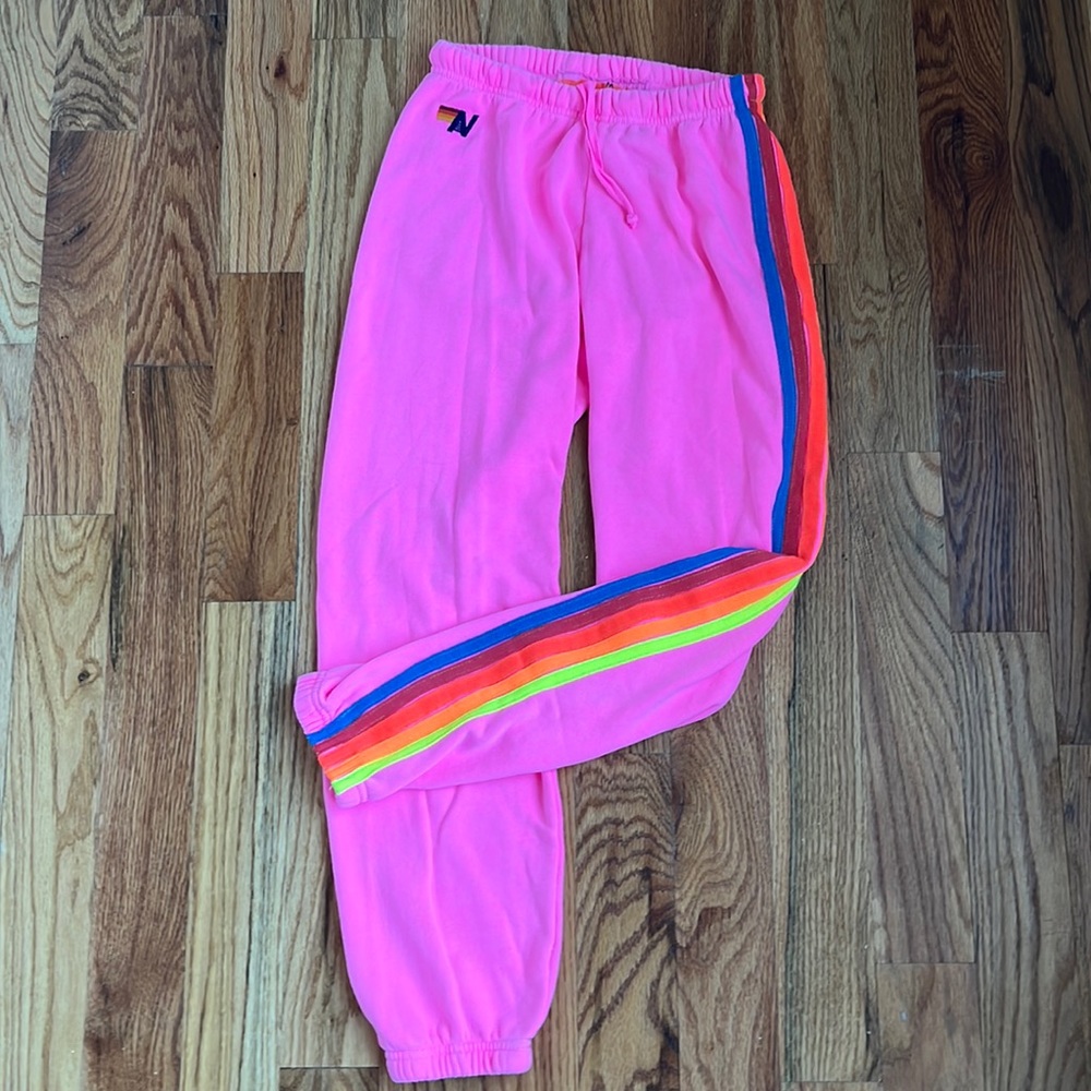 pink vibrant aviator nation sweatpants
